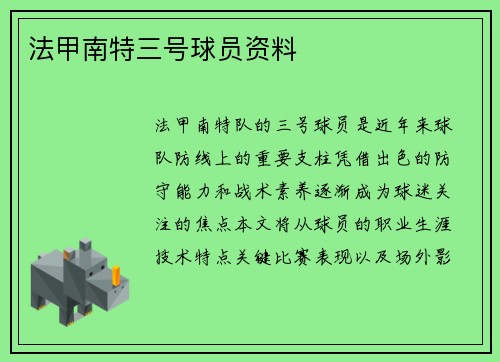 法甲南特三号球员资料